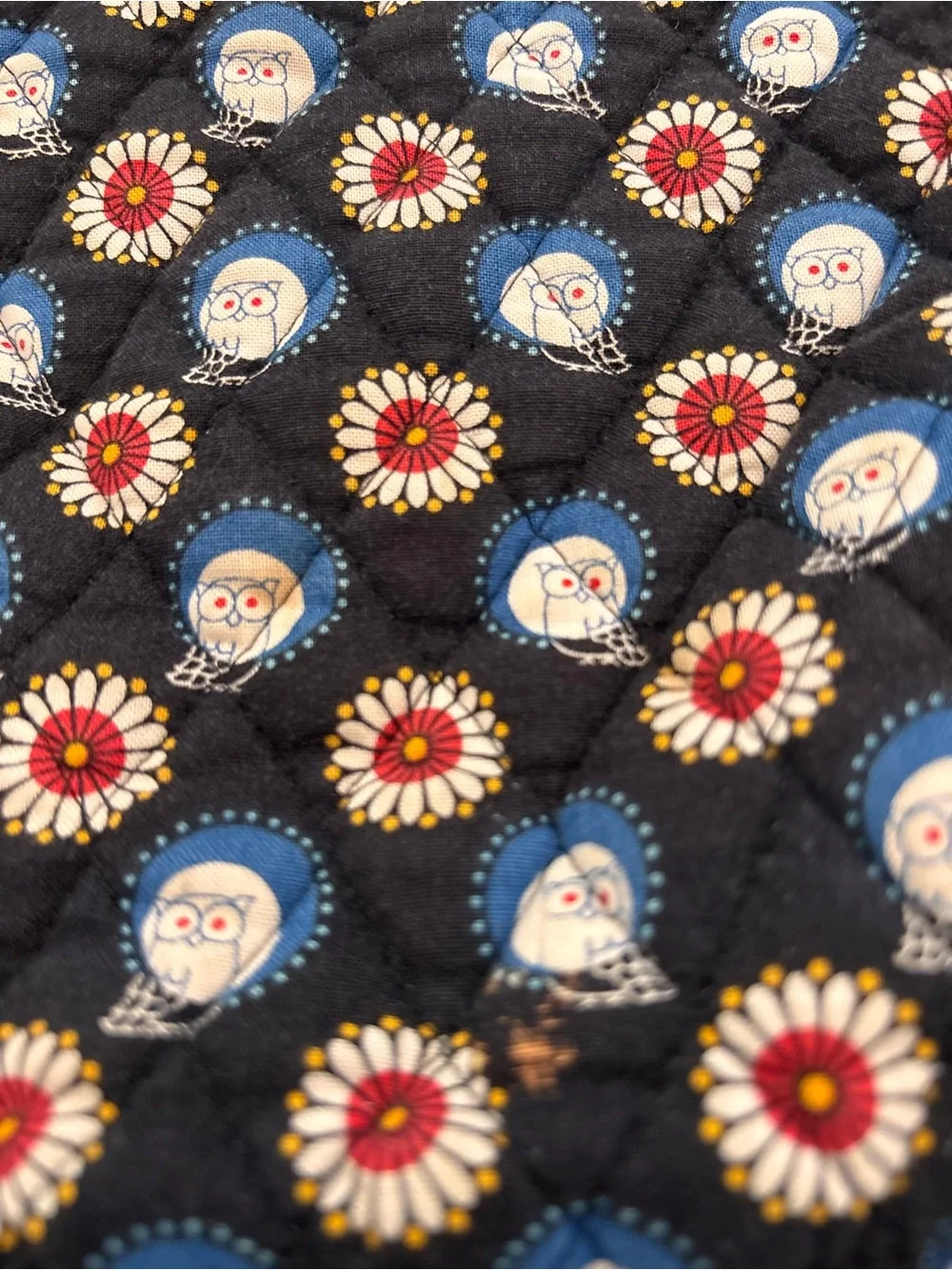 Vera Bradley Owl Black Quilted Floral & Medallion Backpack